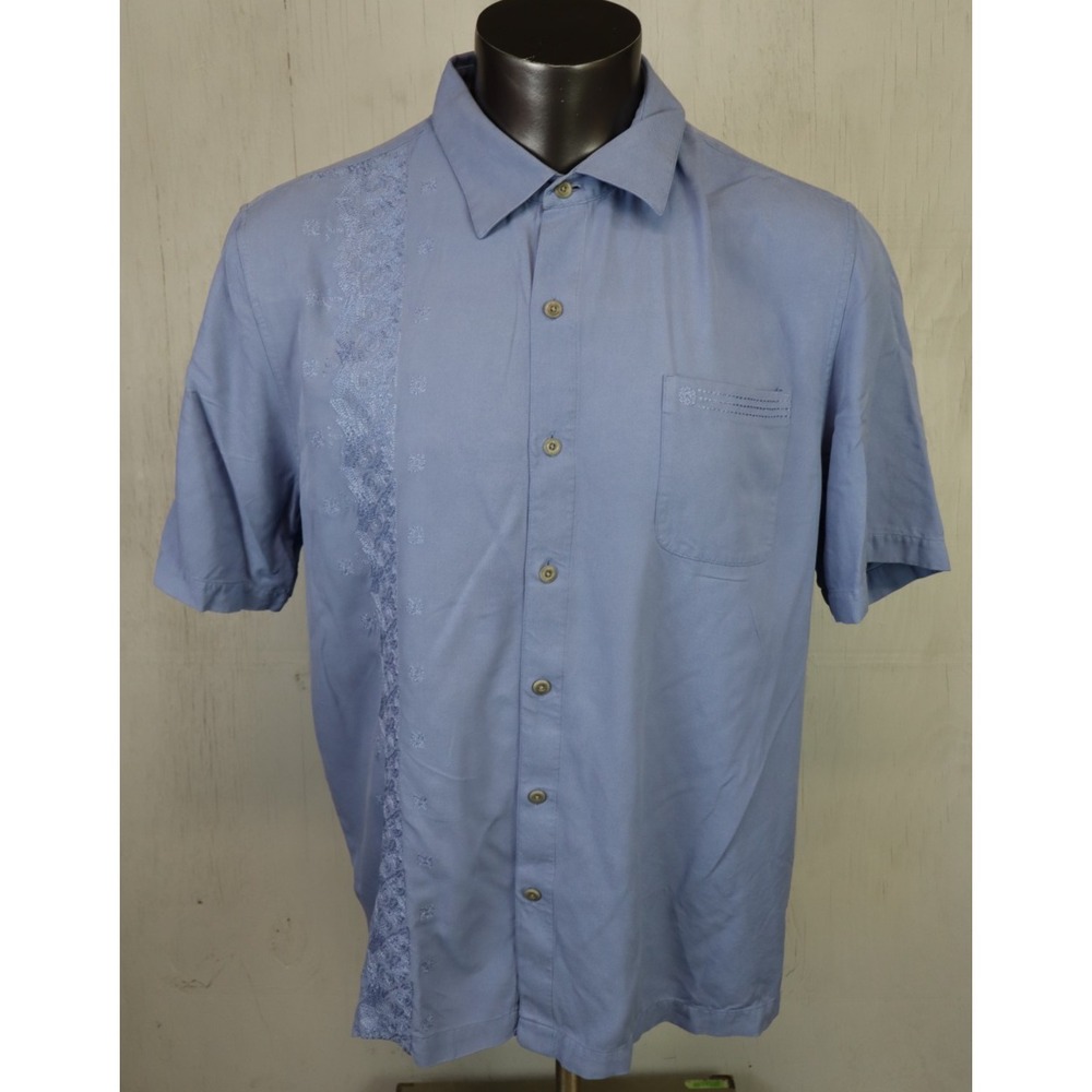 Nat Nast Vintage Rare Limited Embroidered Shirt Button‎ Front Size XL Silk Blue
